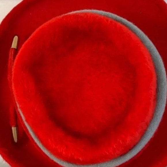 MR JOHN New York Paris Vintage Red Italian Fur Felt Hat Classic 1950s Hollywood - Picture 4 of 10
